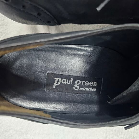 Paul Green Kelsey Black Nubuck Wingtip Lace-up Oxford Stacked Heel W 6.5 - Picture 6 of 11